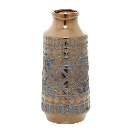 Gold Porcelain Contemporary Vase 18" x 8" x 8"